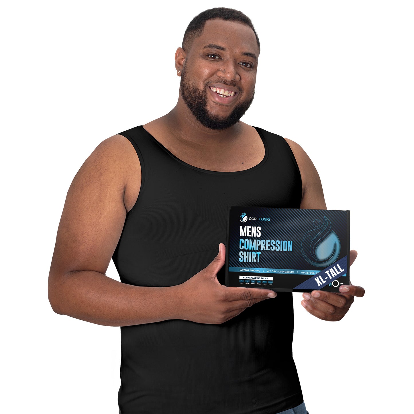 Compression Shirt Tank Top | Tall Length | Black - QORELOGIQ
