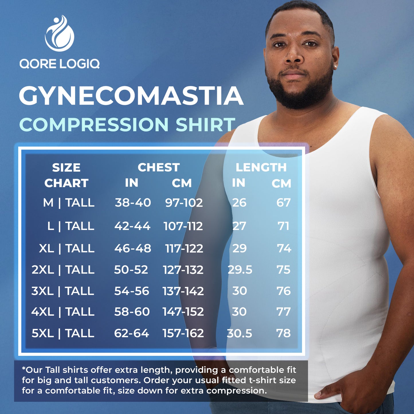 Compression Shirt Tank Top | Tall Length White - QORELOGIQ