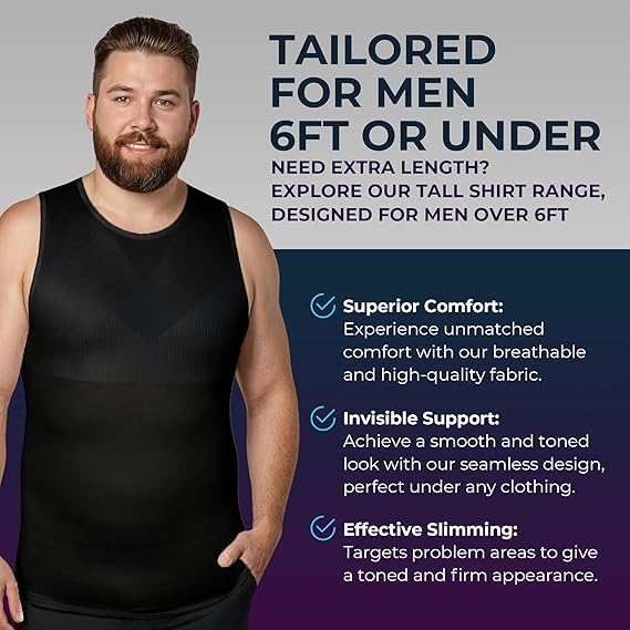 Compression Shirt Tank Top | Regular Length | Black- QORELOGIQ || color_black&fit_regular