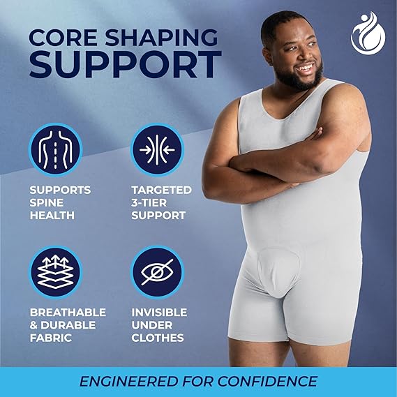 MISS MOLY Men’s Full Body Shapewear Suit – Slimming Compression Bodysuit S-3XL