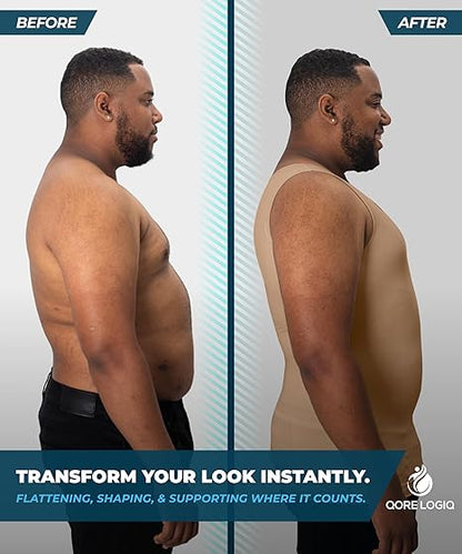 Compression Shirt Tank Top | Tall Length | Beige- QORELOGIQ || color_beige&fit_tall