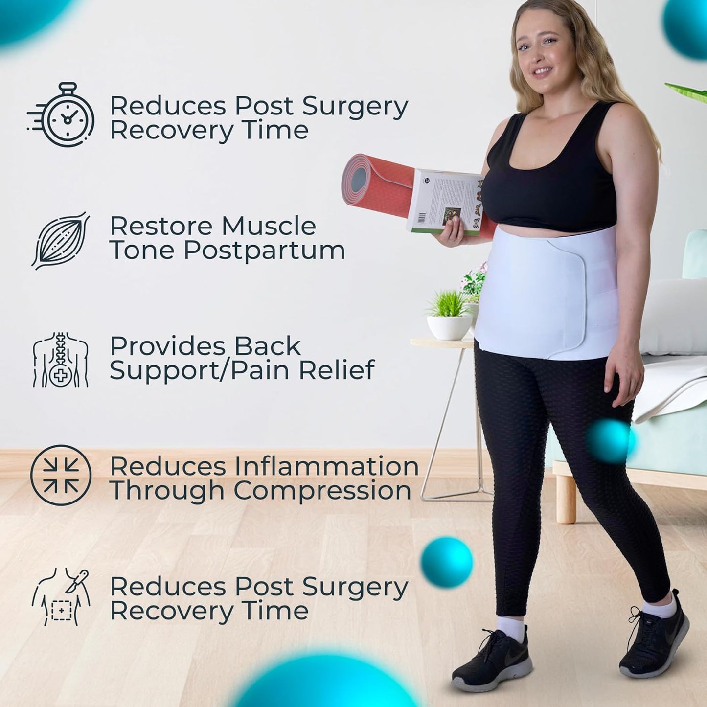 Plus Size 12 Inch Abdominal Binder - QORELOGIQ||color_white&fit12_inch