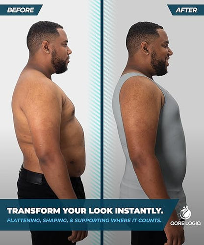 Compression Shirt Tank Top | Tall Length | Gray- QORELOGIQ || color_gray&fit_tall