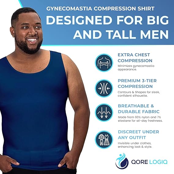 Compression Shirt Tank Top | Tall Length | Navy- QORELOGIQ || color_navy&fit_tall