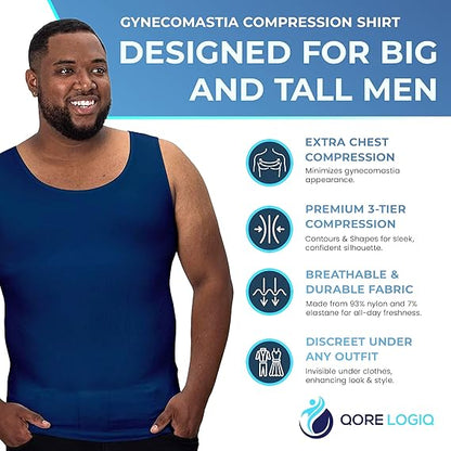 Compression Shirt Tank Top | Tall Length | Navy- QORELOGIQ || color_navy&fit_tall