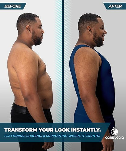 Compression Shirt Tank Top | Tall Length | Navy- QORELOGIQ || color_navy&fit_tall