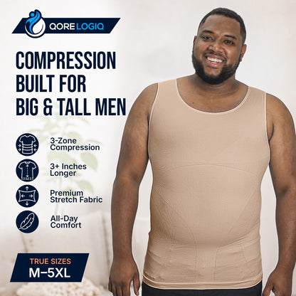 Compression Shirt Tank Top | Tall Length | Beige- QORELOGIQ  || color_beige&fit_tall