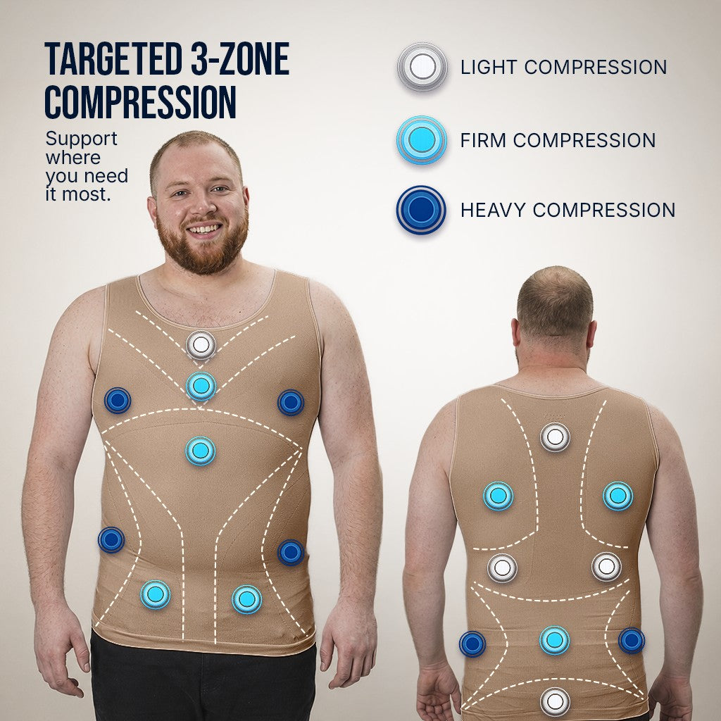 Compression Shirt Tank Top | Tall Length | Beige- QORELOGIQ  || color_beige&fit_tall