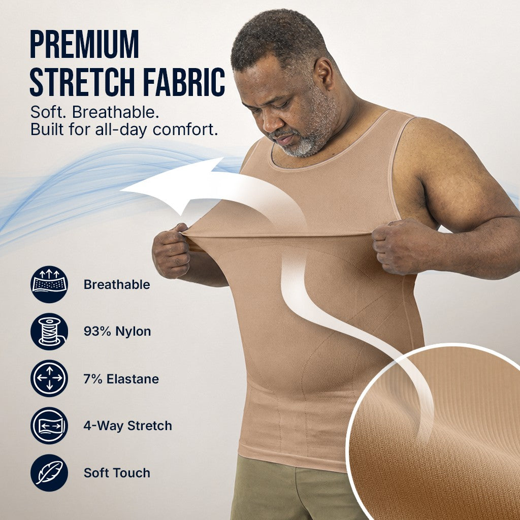 Compression Shirt Tank Top | Tall Length | Beige- QORELOGIQ  || color_beige&fit_tall