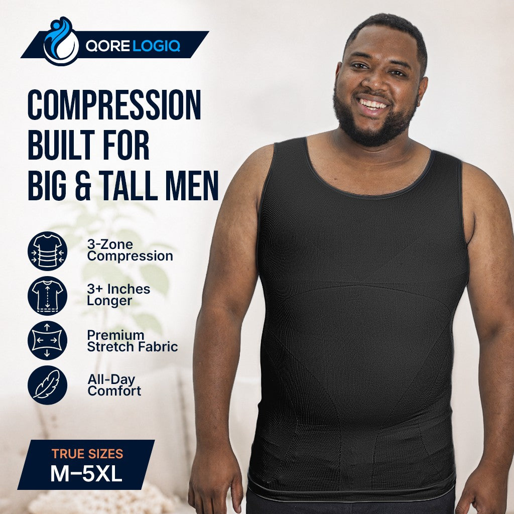 Compression Shirt Tank Top | Tall Length | Black - QORELOGIQ || color_black&fit_tall