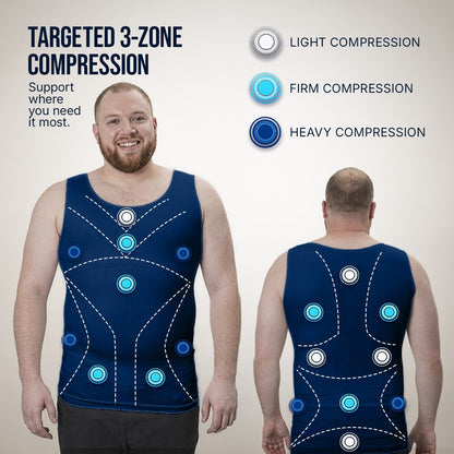 Compression Shirt Tank Top | Tall Length | Navy- QORELOGIQ || color_navy&fit_tall
