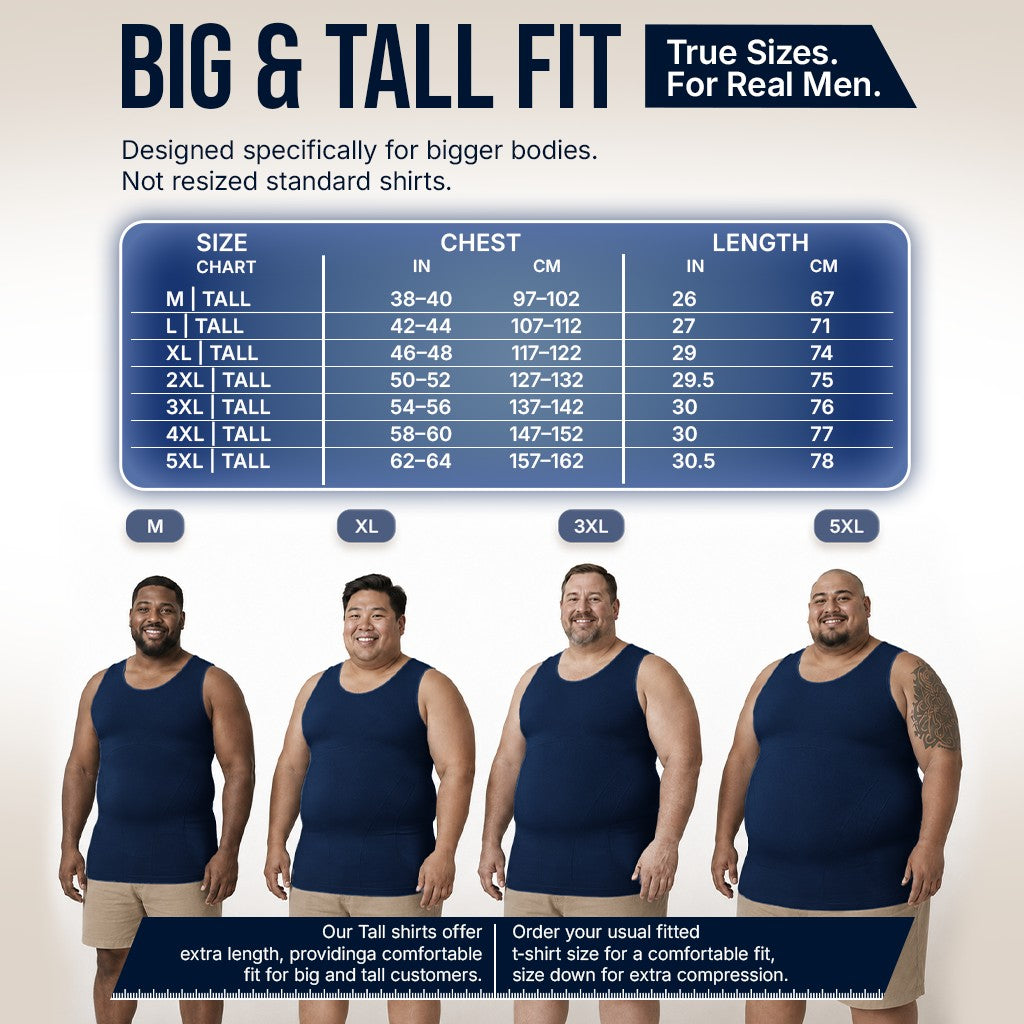 Compression Shirt Tank Top | Tall Length | Navy- QORELOGIQ || color_navy&fit_tall