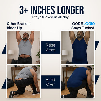 Compression Shirt Tank Top | Tall Length | Navy- QORELOGIQ || color_navy&fit_tall