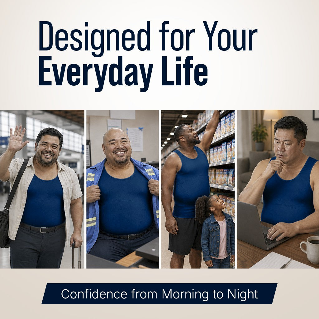 Compression Shirt Tank Top | Tall Length | Navy- QORELOGIQ || color_navy&fit_tall