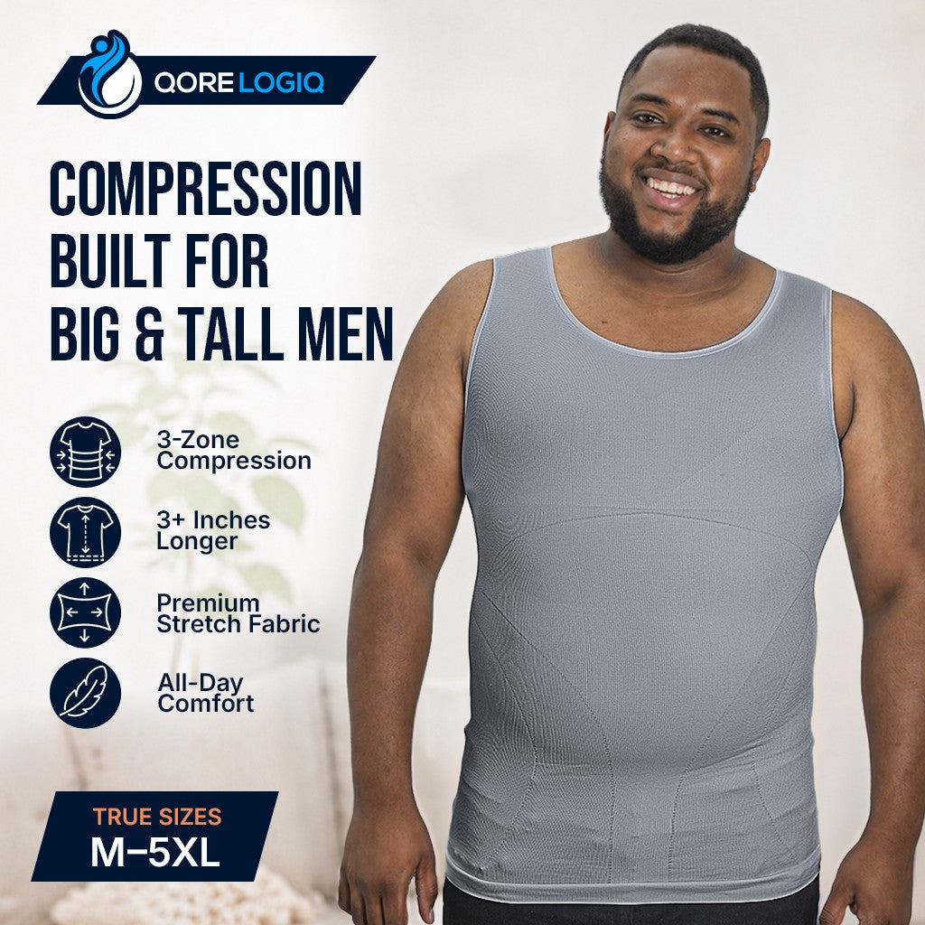 Compression Shirt Tank Top | Tall Length | Gray- QORELOGIQ || color_gray&fit_tall