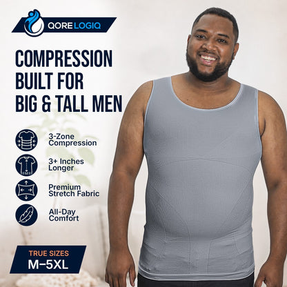 Compression Shirt Tank Top | Tall Length | Gray- QORELOGIQ || color_gray&fit_tall