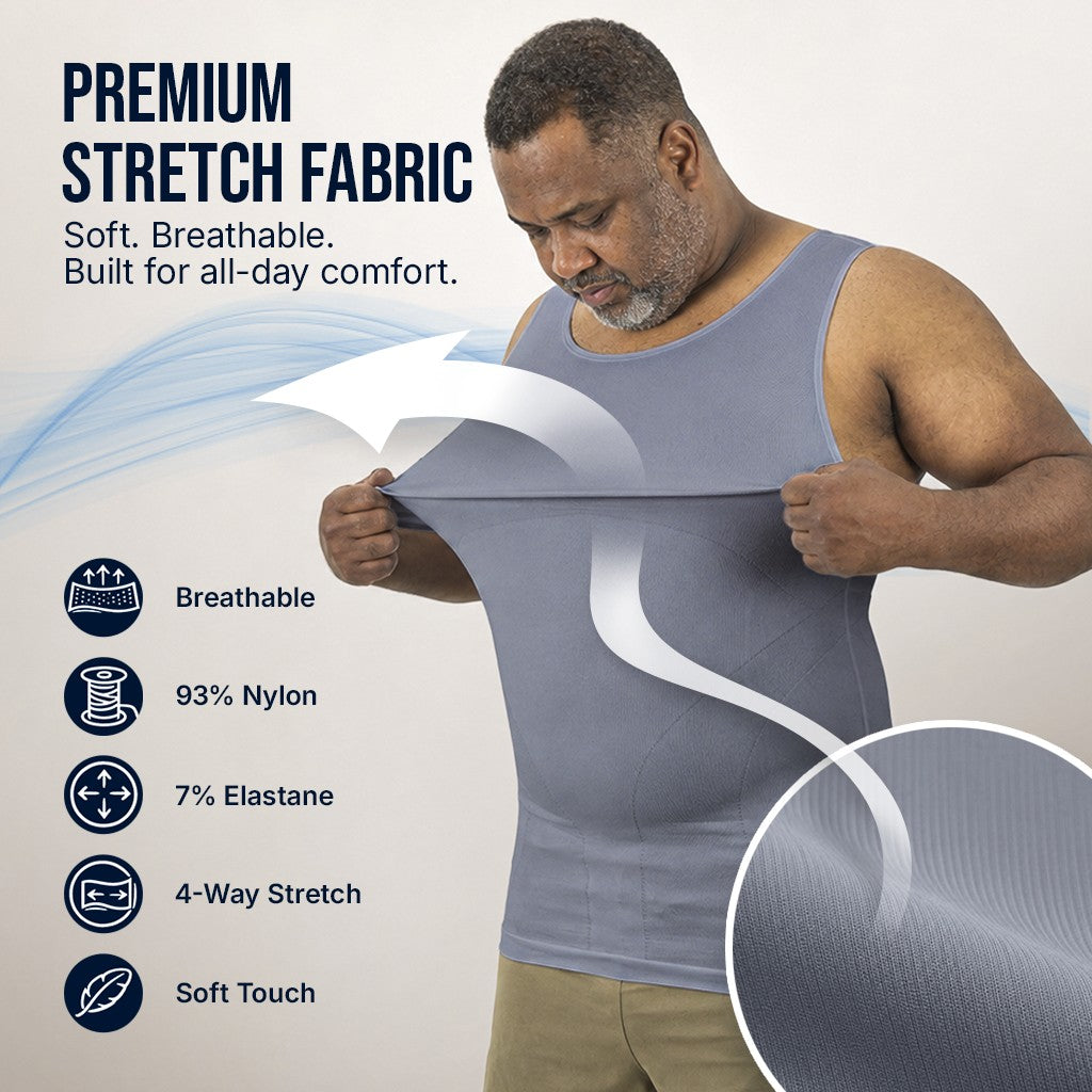 Compression Shirt Tank Top | Tall Length | Gray- QORELOGIQ || color_gray&fit_tall