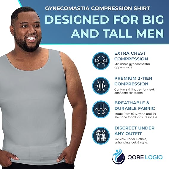Compression Shirt Tank Top | Tall Length | Gray- QORELOGIQ || color_gray&fit_tall