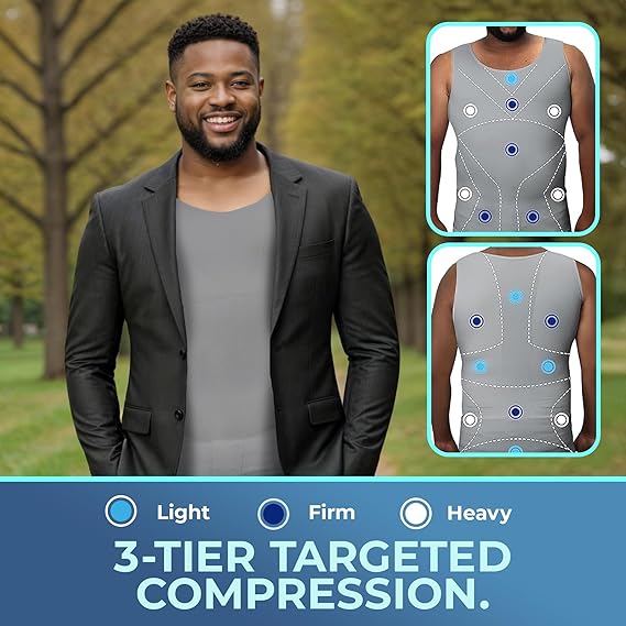 Compression Shirt Tank Top | Tall Length | Gray- QORELOGIQ || color_gray&fit_tall