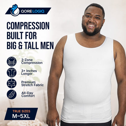 Compression Shirt Tank Top | Tall Length | White- QORELOGIQ  || color_white&fit_tall