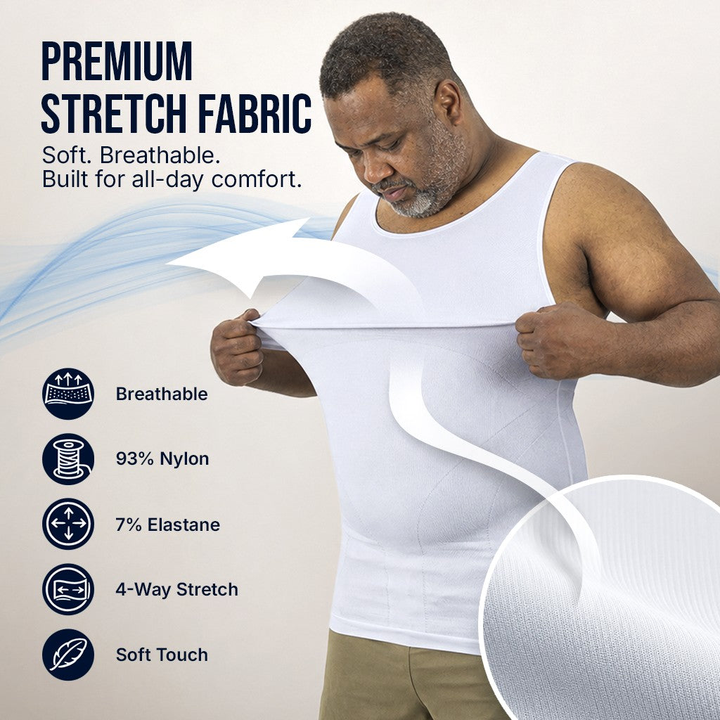 Compression Shirt Tank Top | Tall Length | White- QORELOGIQ  || color_white&fit_tall