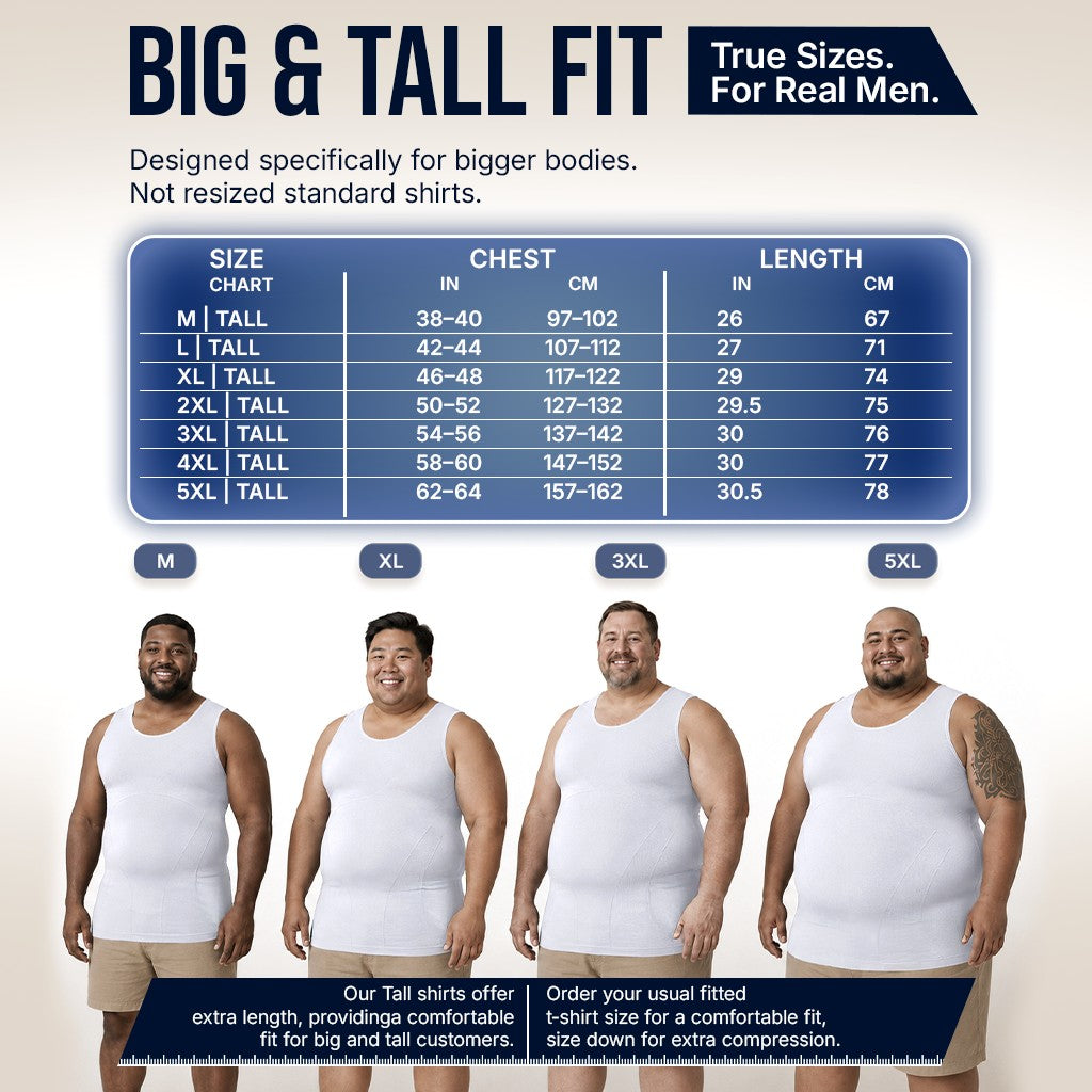 Compression Shirt Tank Top | Tall Length | White- QORELOGIQ  || color_white&fit_tall