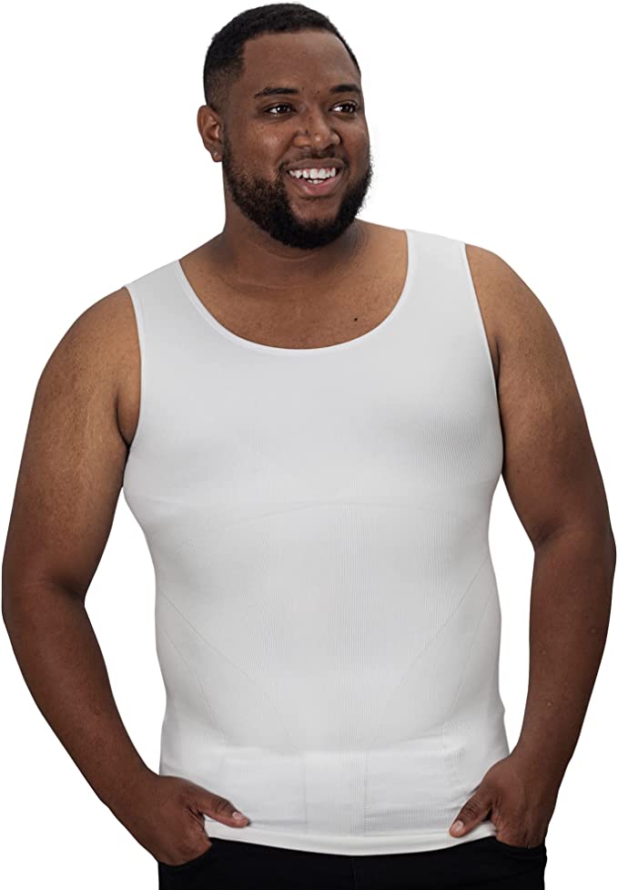 QRIC 2 Pack Men Slimming Body Shaper Vest Chest Compression Shirts Abs  Abdomen Slim Tank Top Undershirt Shapewear Tank Top for Men